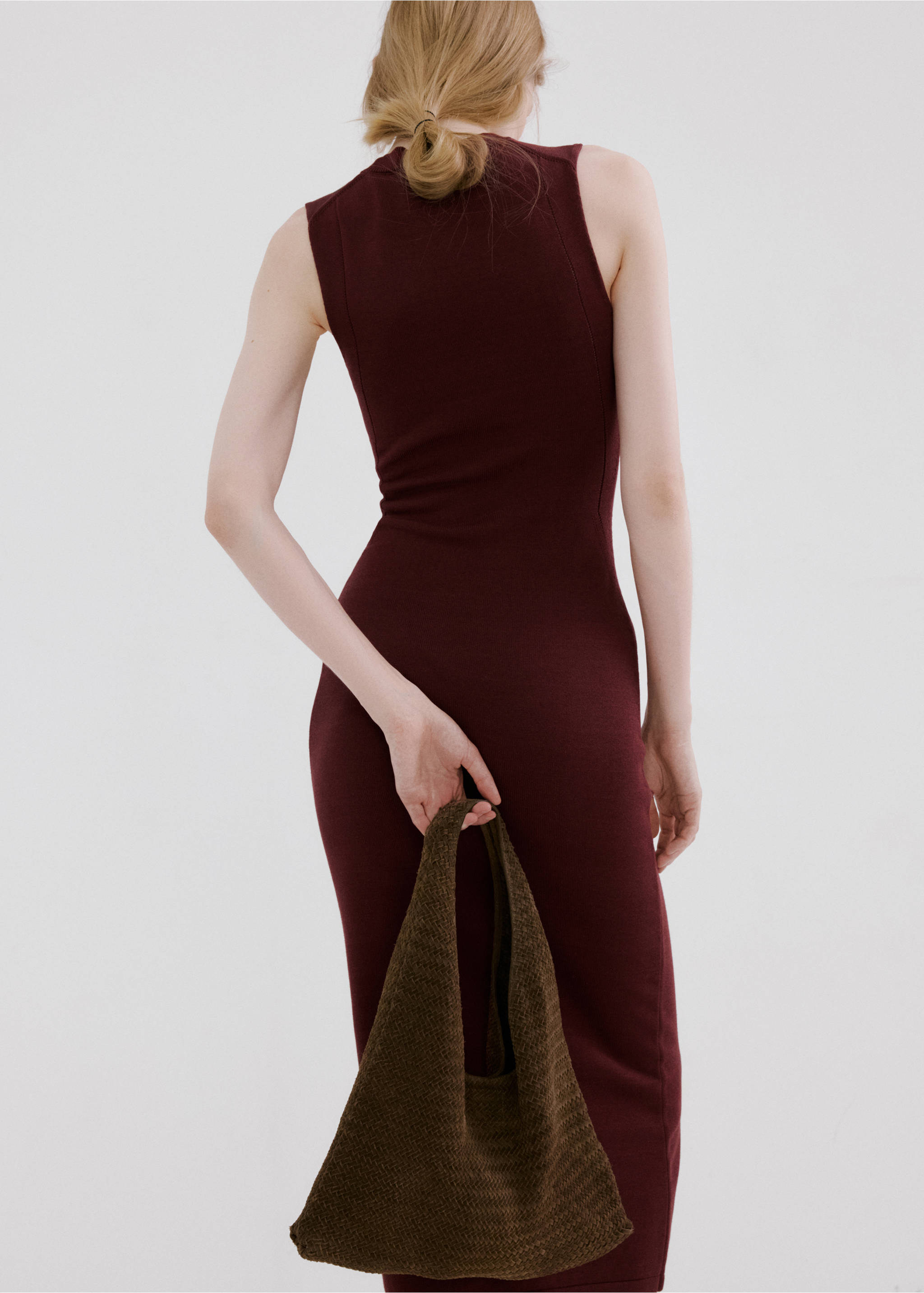 Knit midi dress - Reverse of the article, Wine. Ref: 27045824-00.