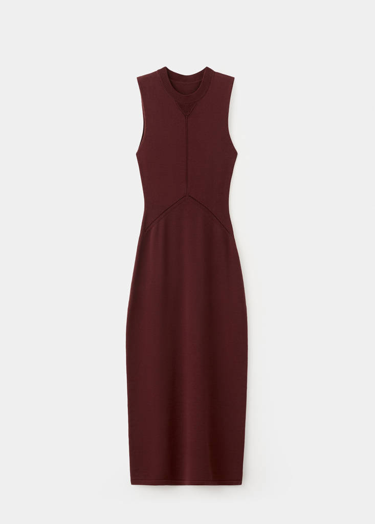 Knit midi dress — Wine