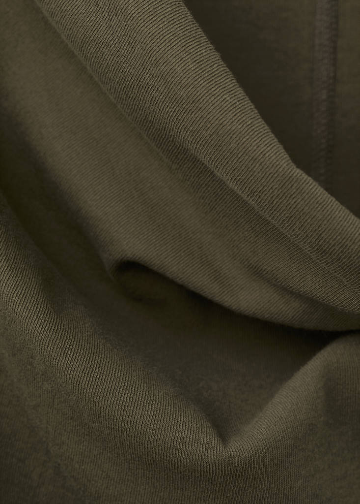 Fitted top with draped neckline — Khaki