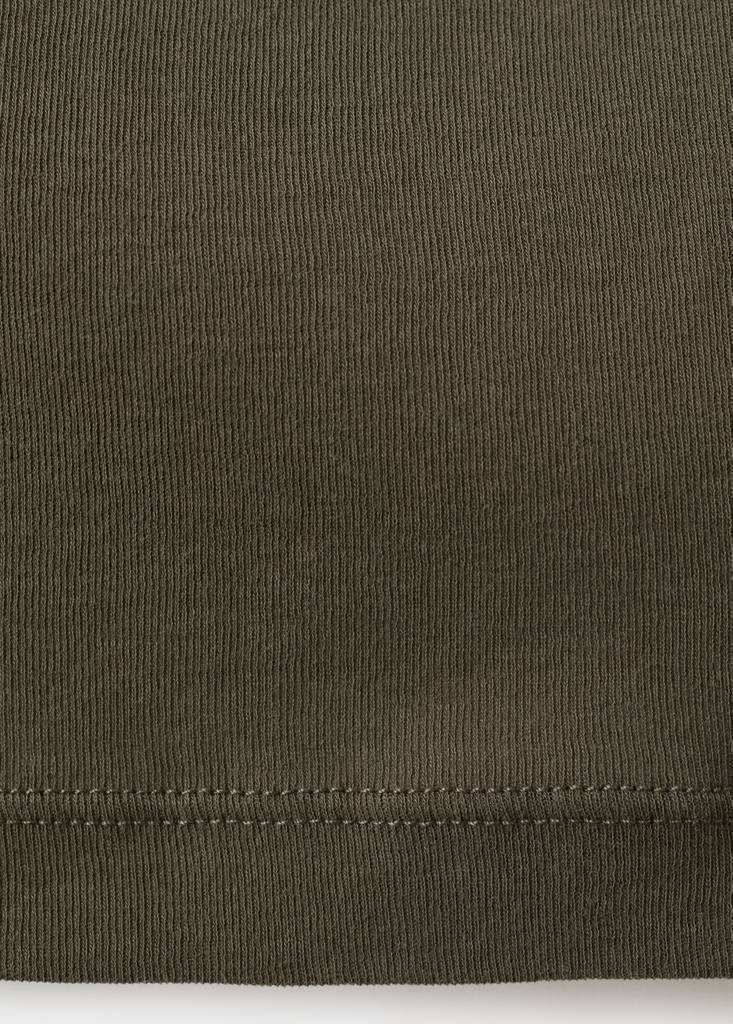 Fitted top with draped neckline — Khaki