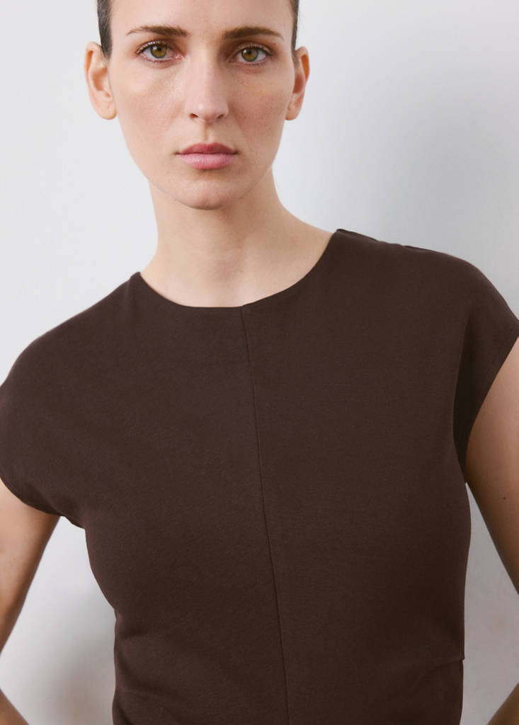 Midi-dress with draped detail — Brown