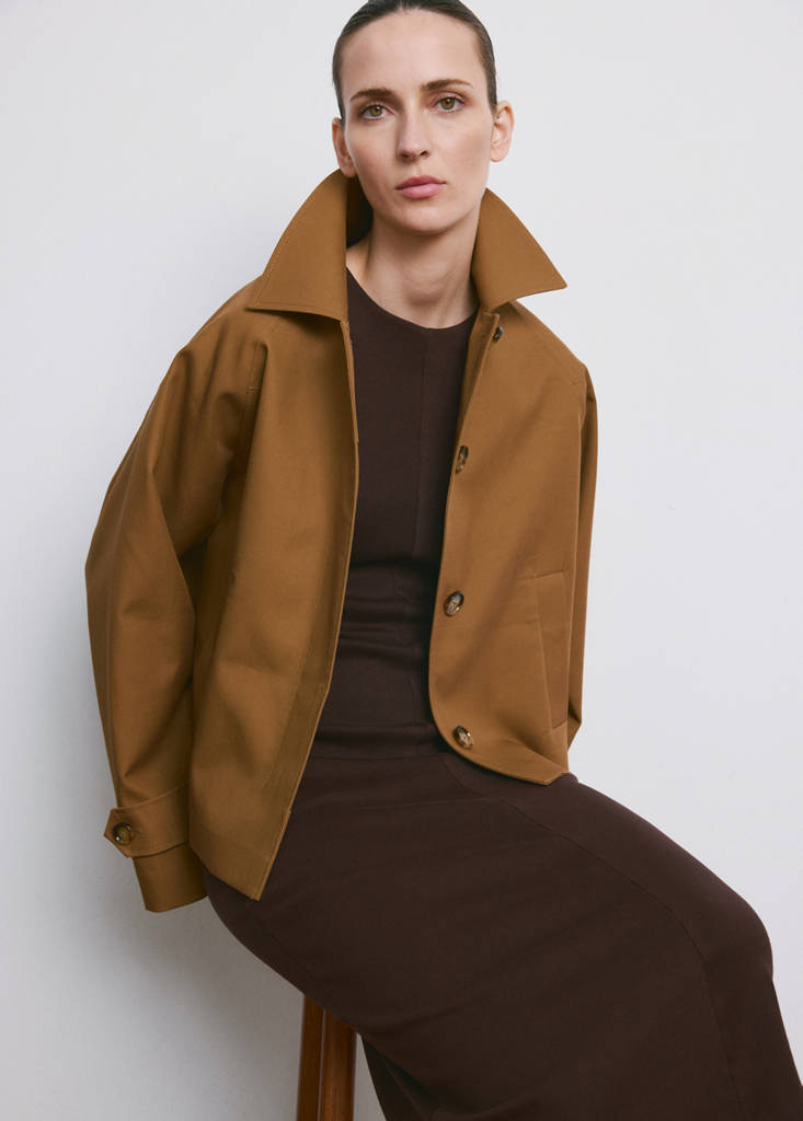Midi-dress with draped detail — Brown