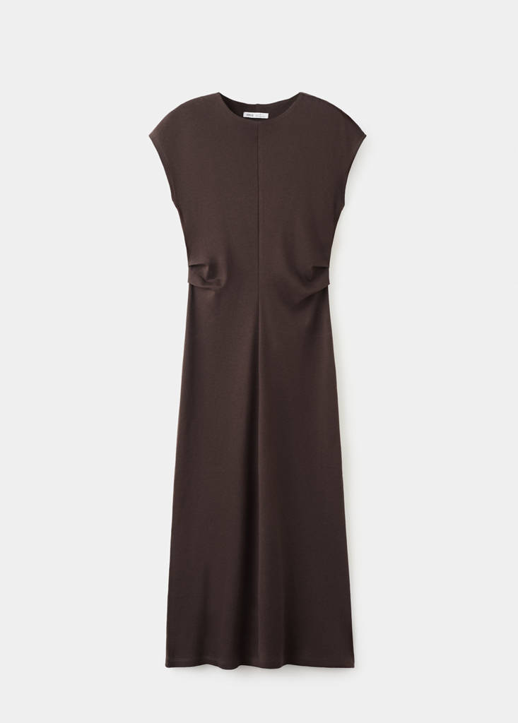 Midi-dress with draped detail — Brown