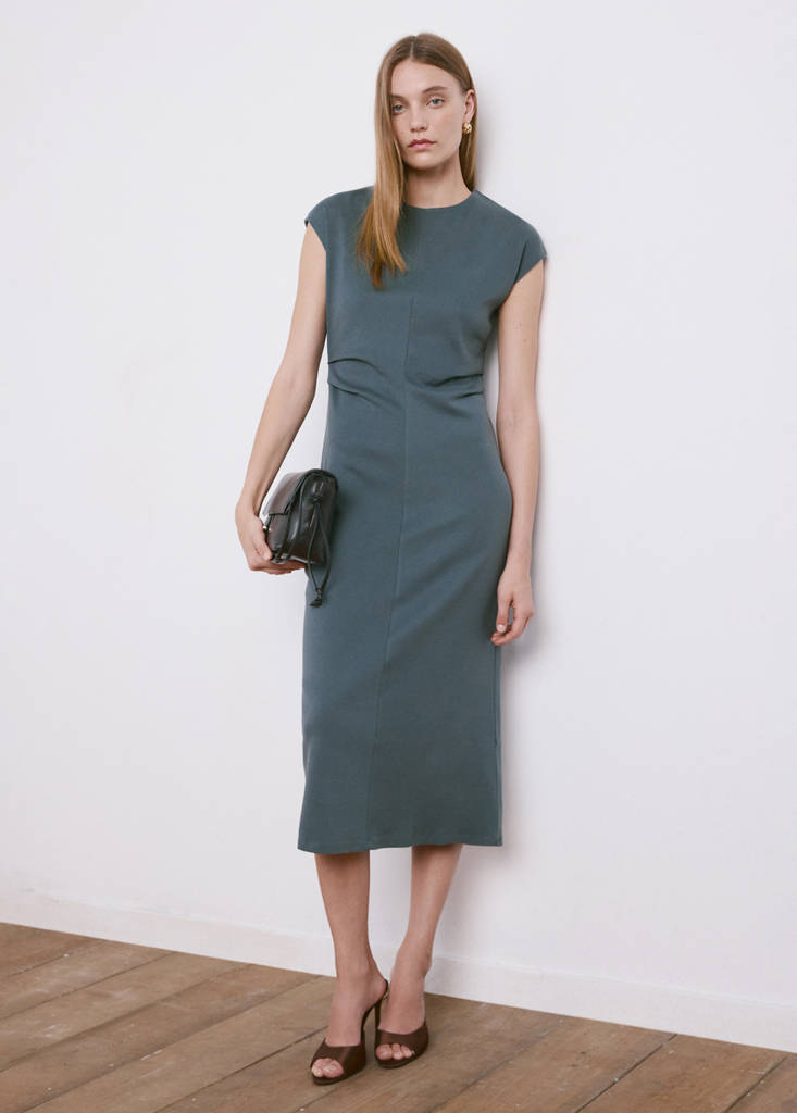Midi-dress with draped detail — Blue
