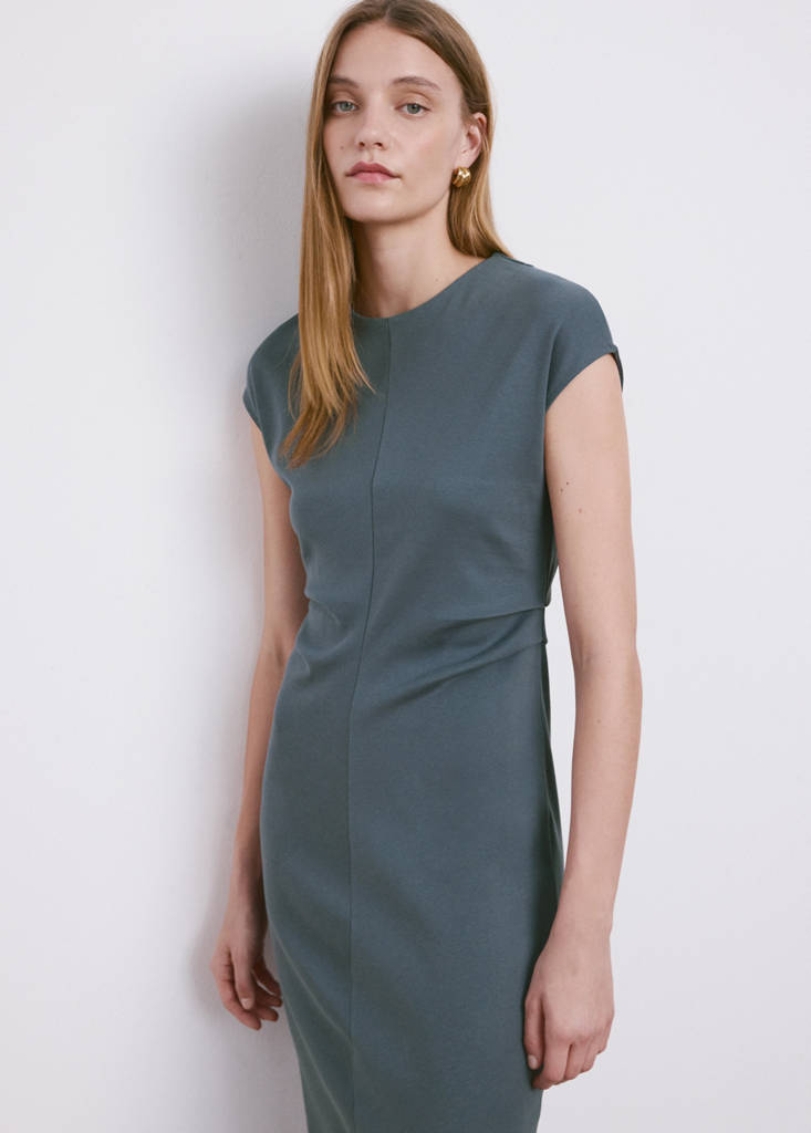 Midi-dress with draped detail — Blue