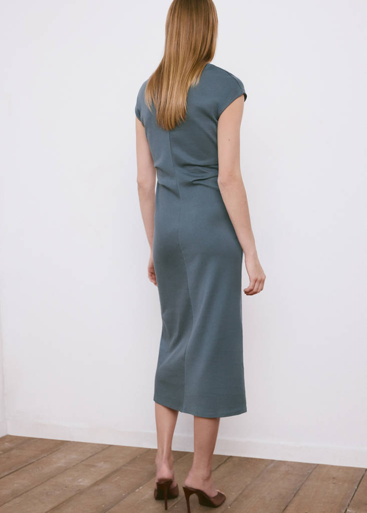 Midi-dress with draped detail — Blue