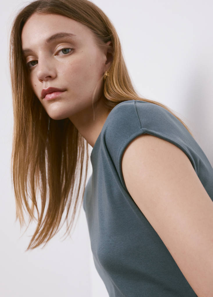 Midi-dress with draped detail — Blue
