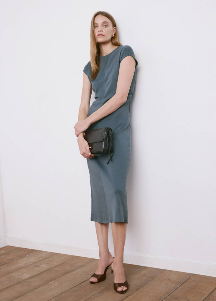 Midi-dress with draped detail — Blue