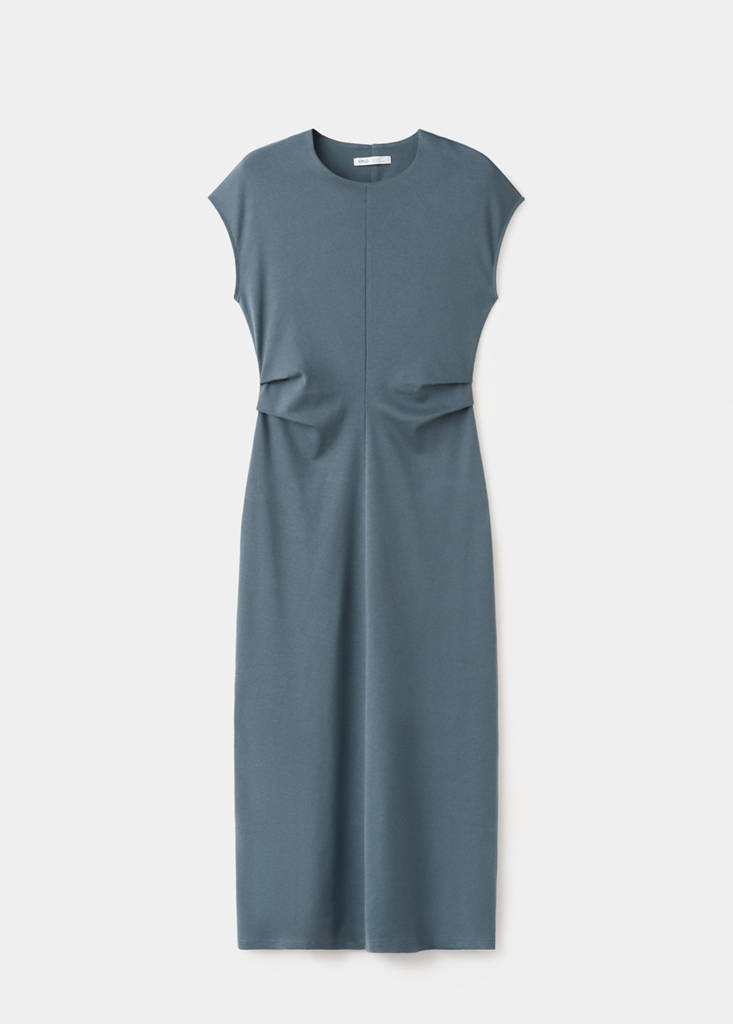 Midi-dress with draped detail — Blue