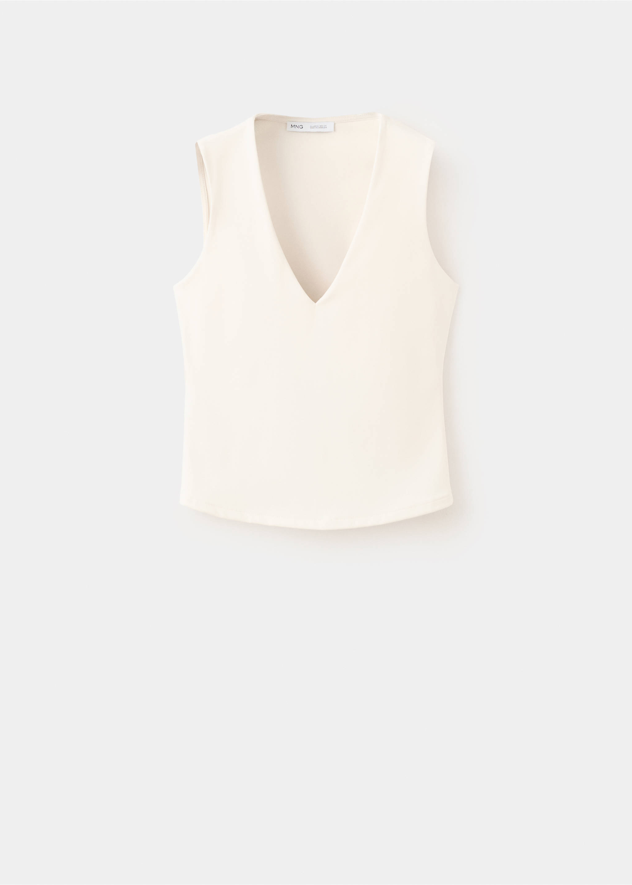 Fitted V-neck top - Article without model, Ecru. Ref: 27045828-00.