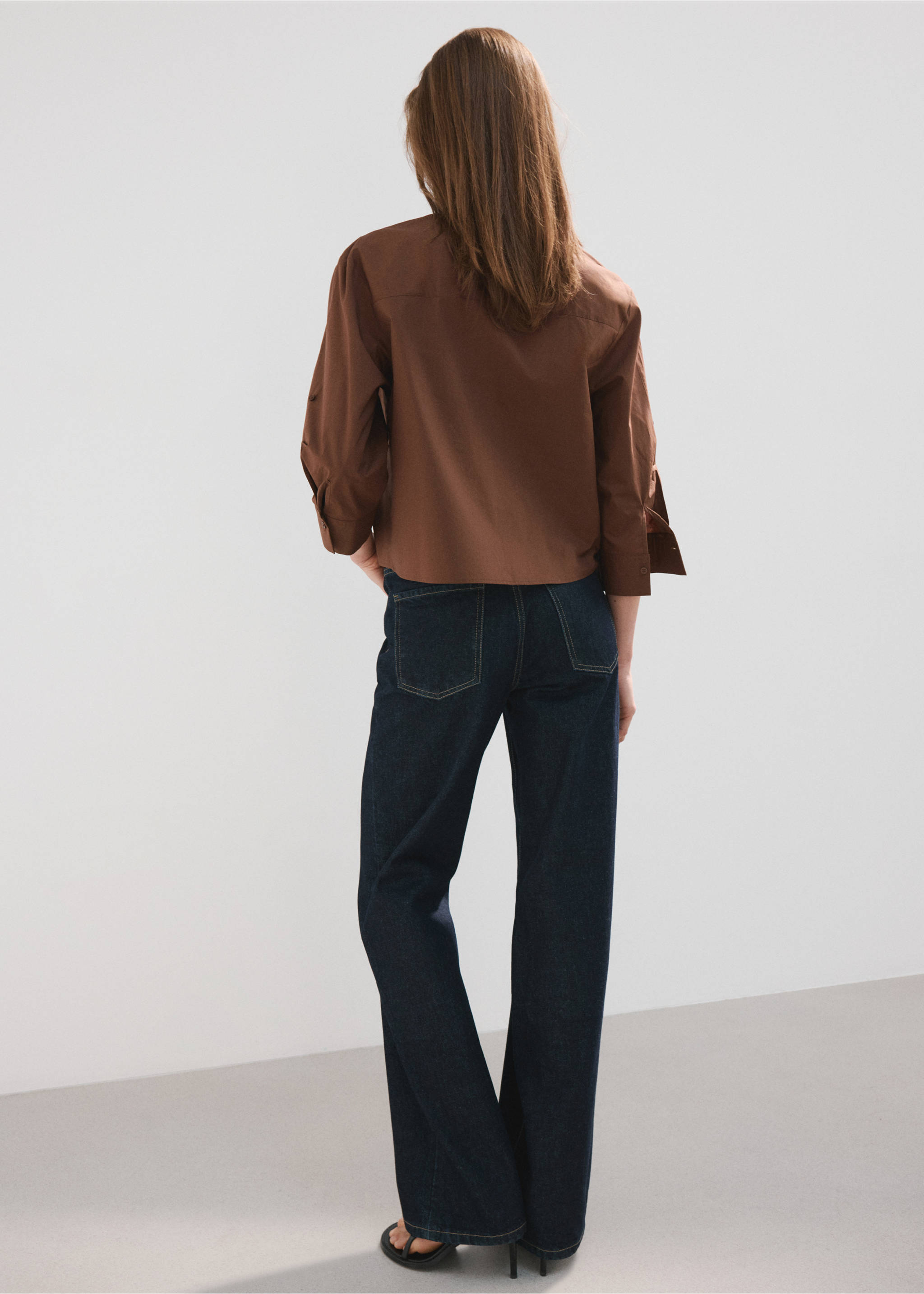 Striped cotton shirt - Reverse of the article, Brown. Ref: 27045829-00.