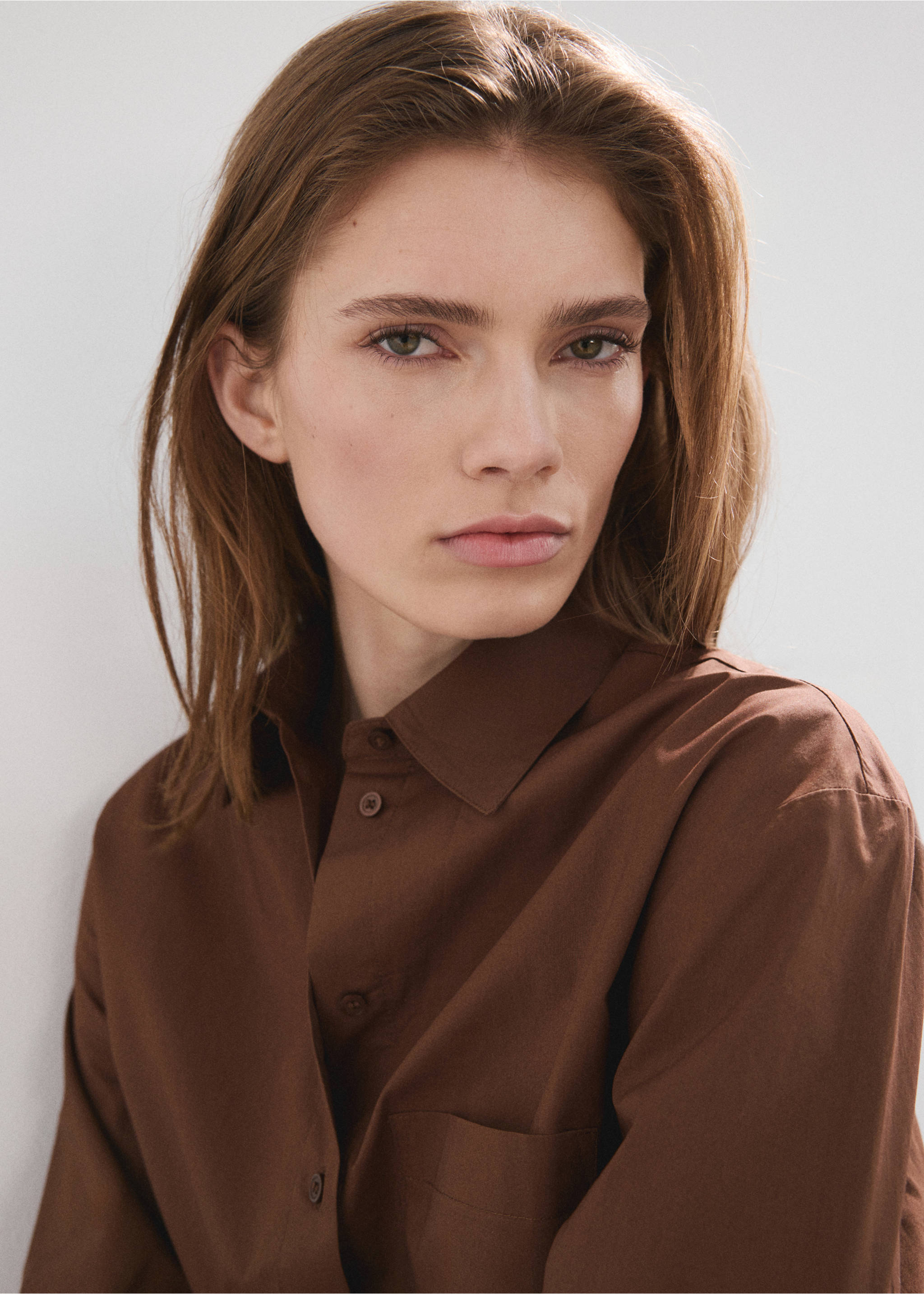 Striped cotton shirt - Details of the article 1, Brown. Ref: 27045829-00.