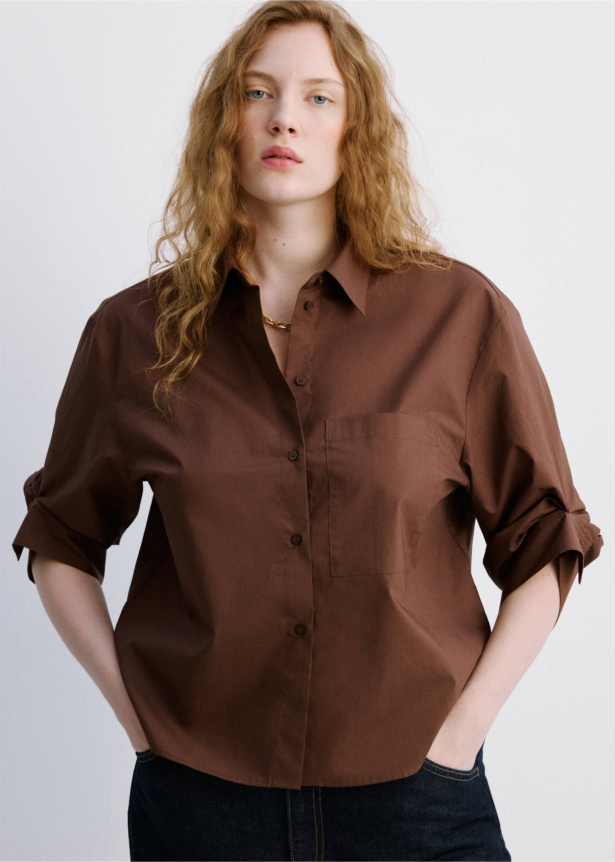 قميص قطني مخطط - تفاصيل المنتج 4, بني. Ref: 27045829-00.