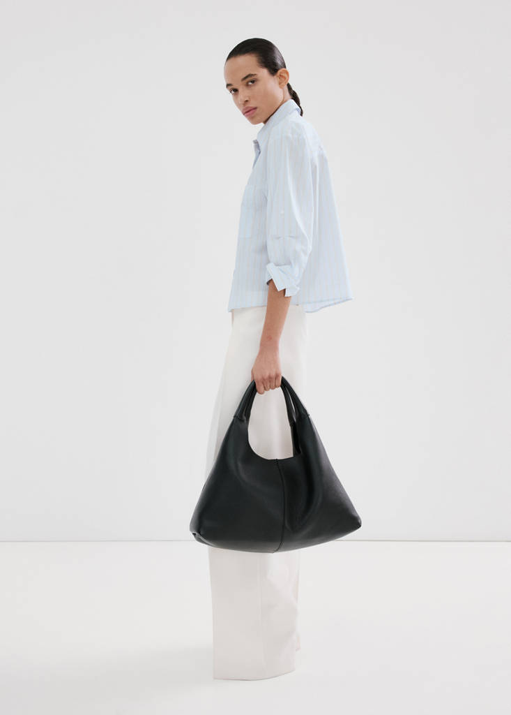 MANGO - Chemise coton à poche bleu ciel - S