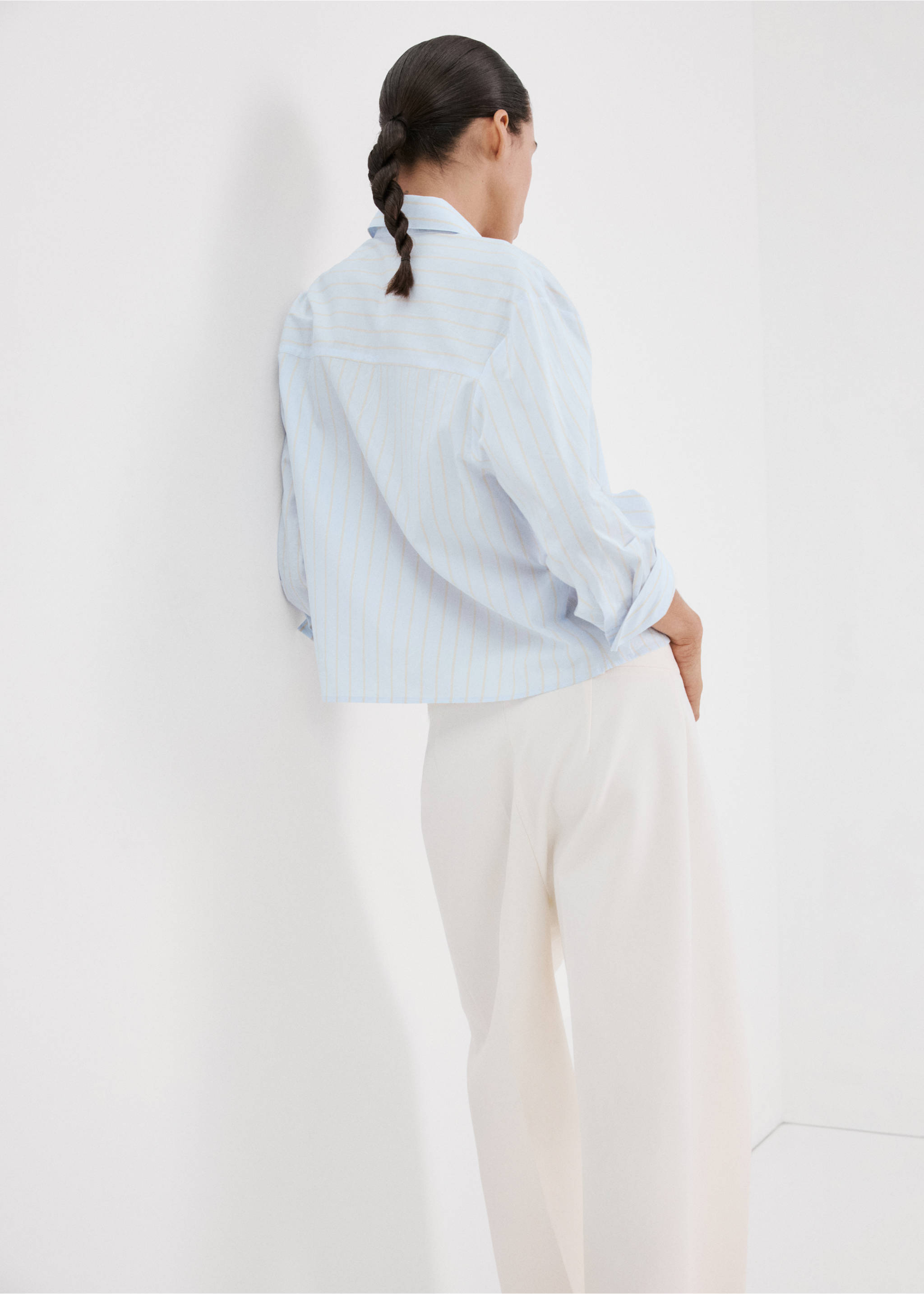 Striped cotton shirt - Reverse of the article, Sky Blue. Ref: 27045829-00.