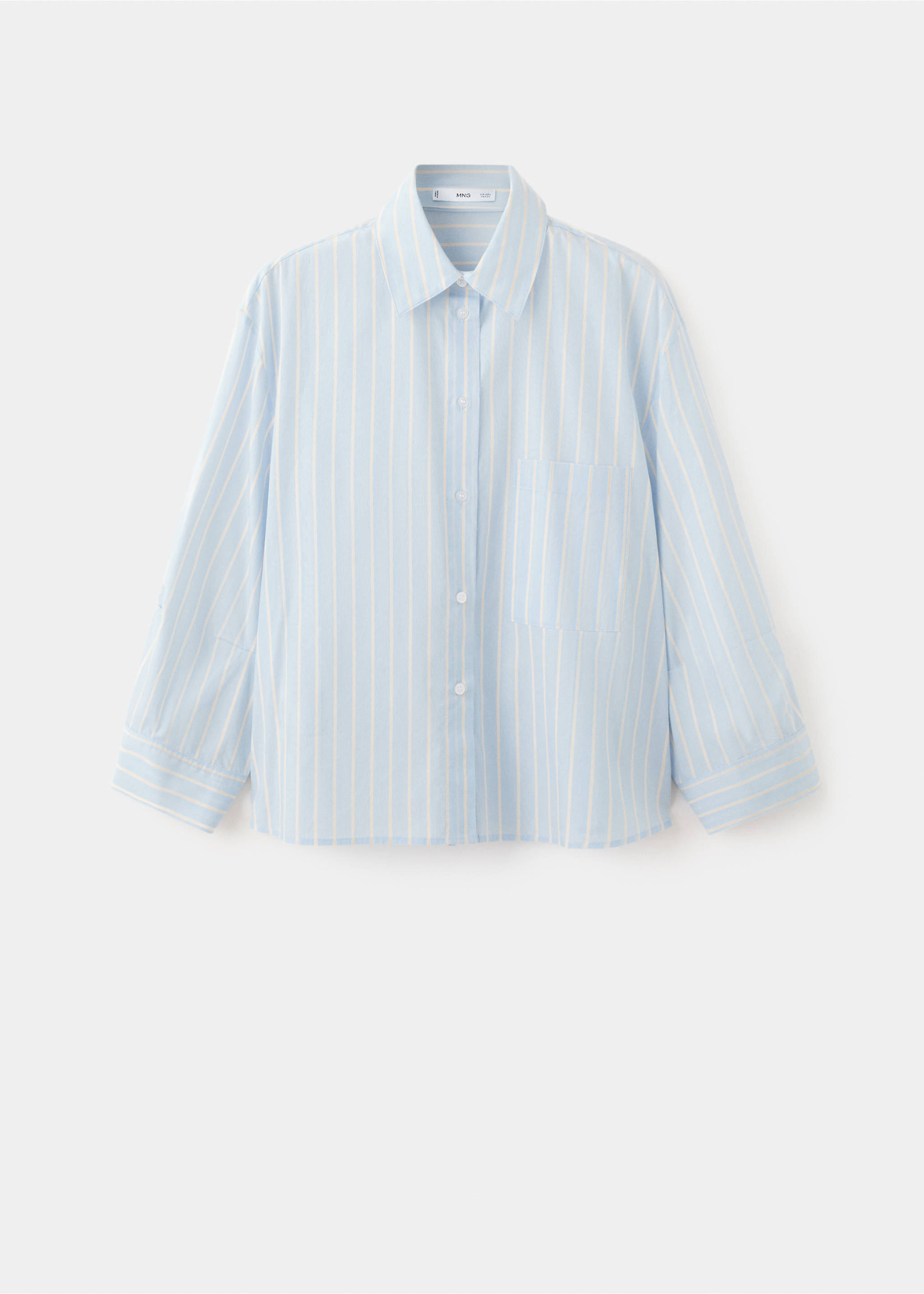 Striped cotton shirt - Article without model, Sky Blue. Ref: 27045829-00.