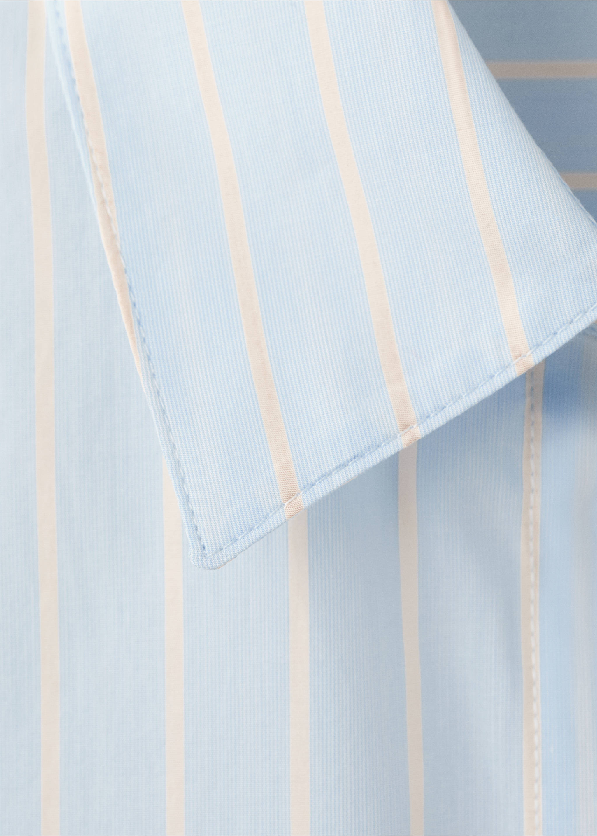 Striped cotton shirt - Details of the article 8, Sky Blue. Ref: 27045829-00.