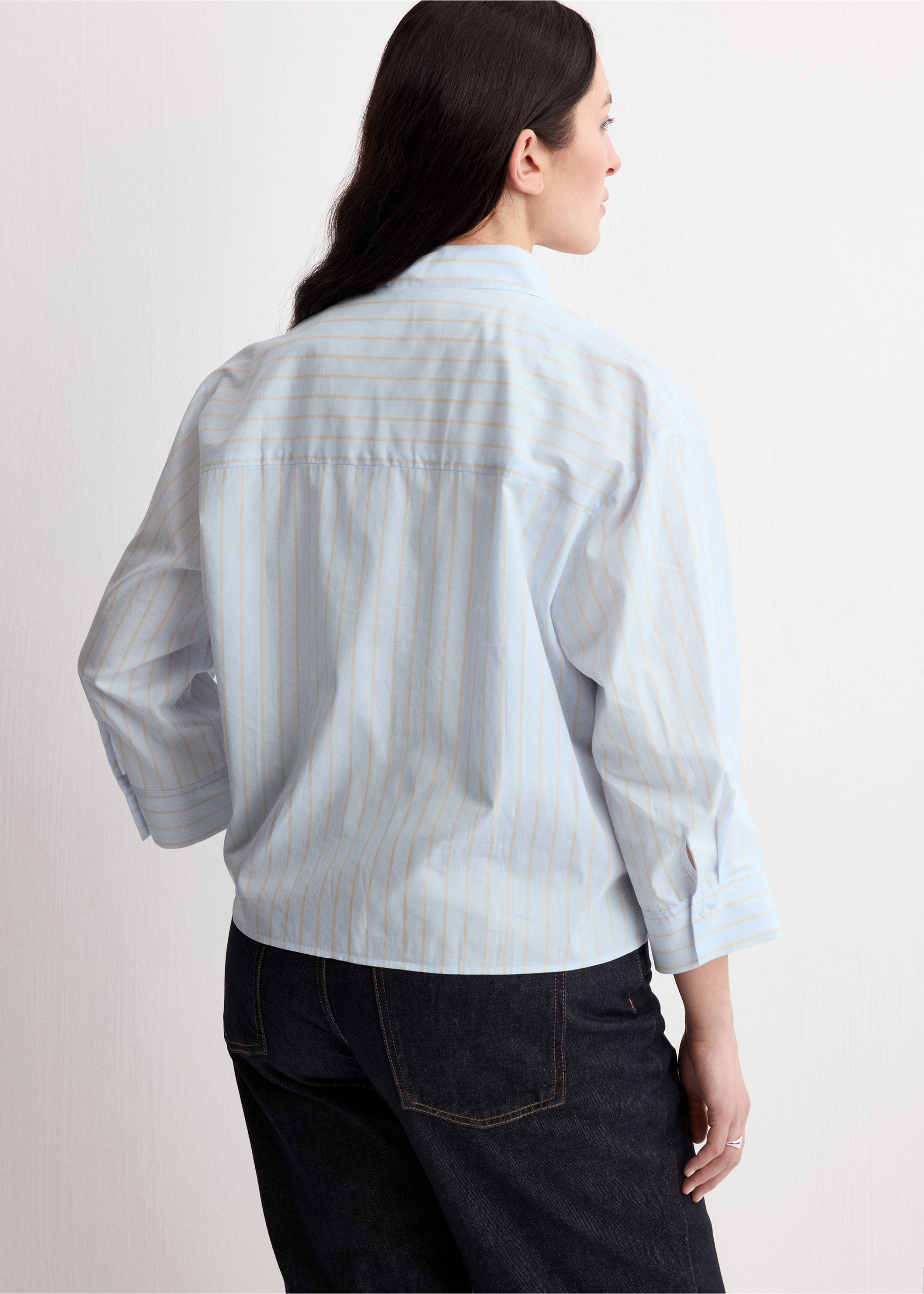 Striped cotton shirt - Details of the article 4, Sky Blue. Ref: 27045829-00.