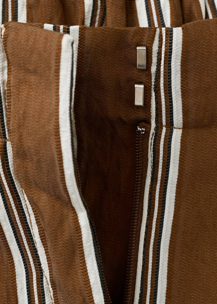 Pleated striped trousers — Brown