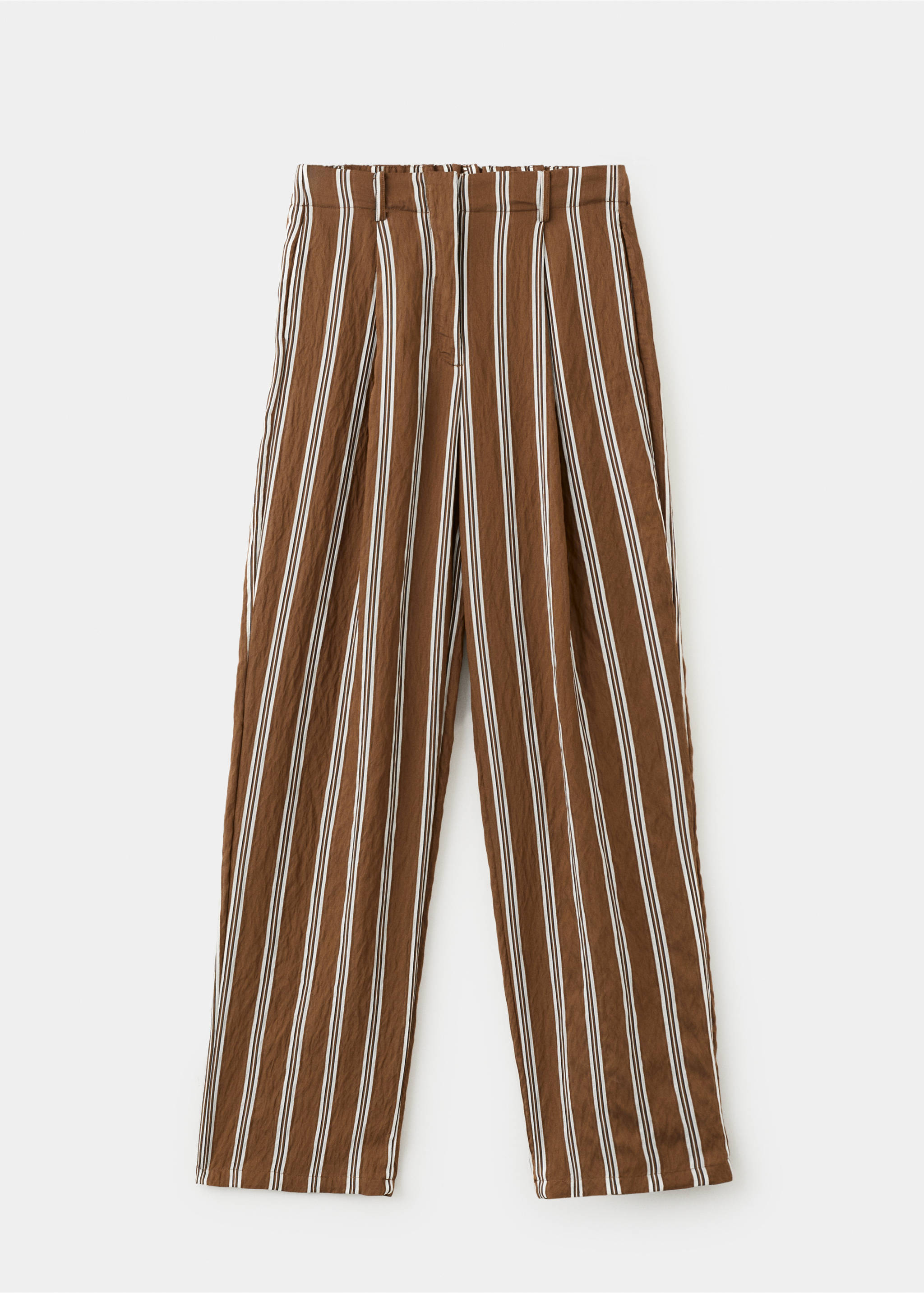 Pleated striped trousers - Article without model, Brown. Ref: 27045830-00.