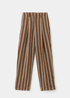 Pleated striped trousers — Brown 6