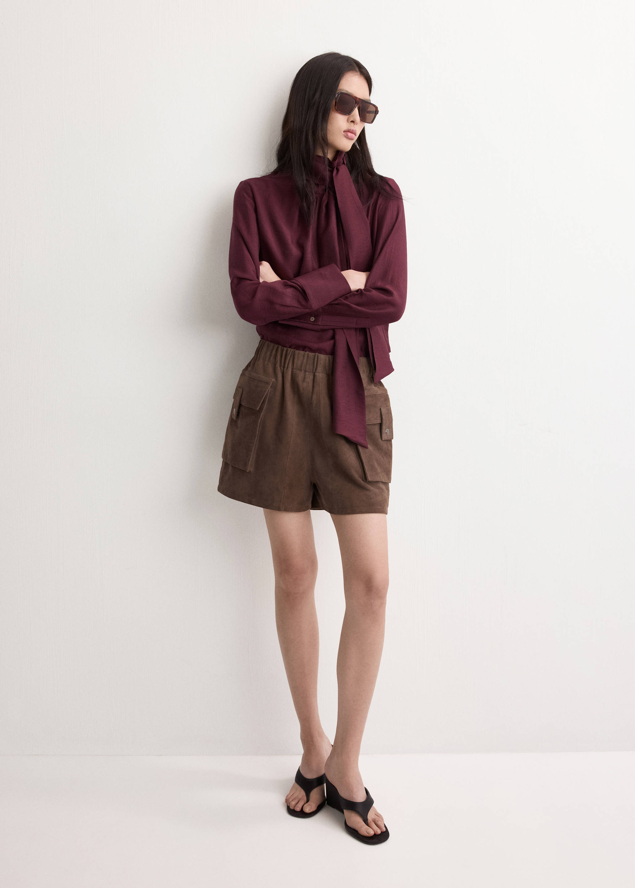 Blusa manga larga cuello fular - Plano general