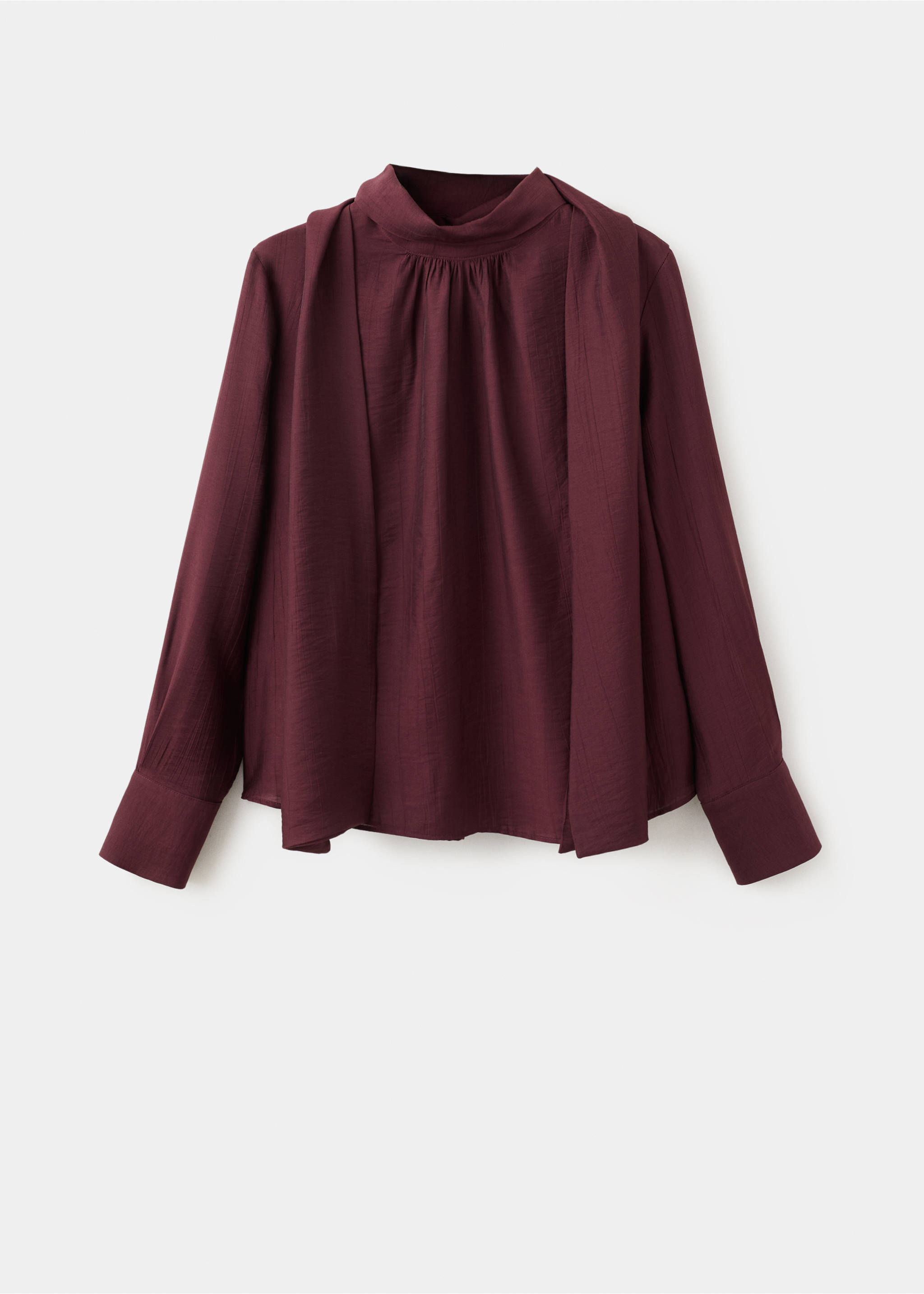 Long-sleeve blouse with a scarf collar - Article without model, Maroon. Ref: 27045831-00.