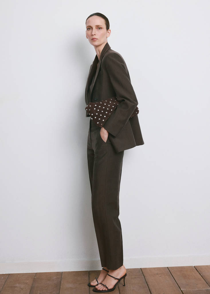 Mid-rise lyocell trousers — Chocolate