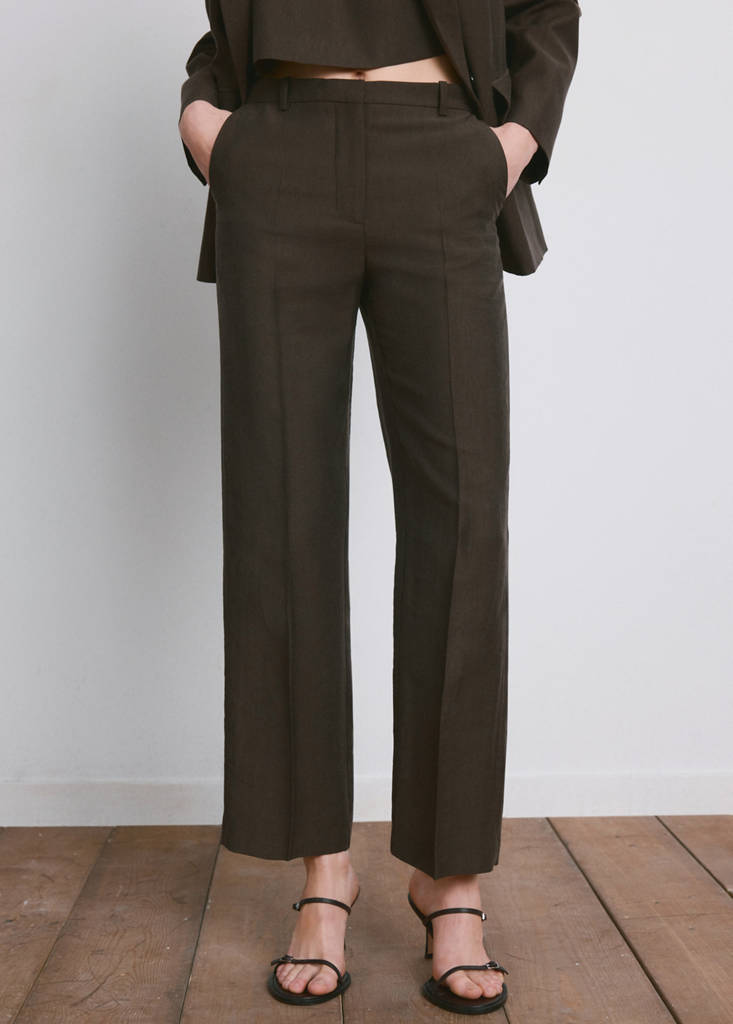 Mid-rise lyocell trousers — Chocolate