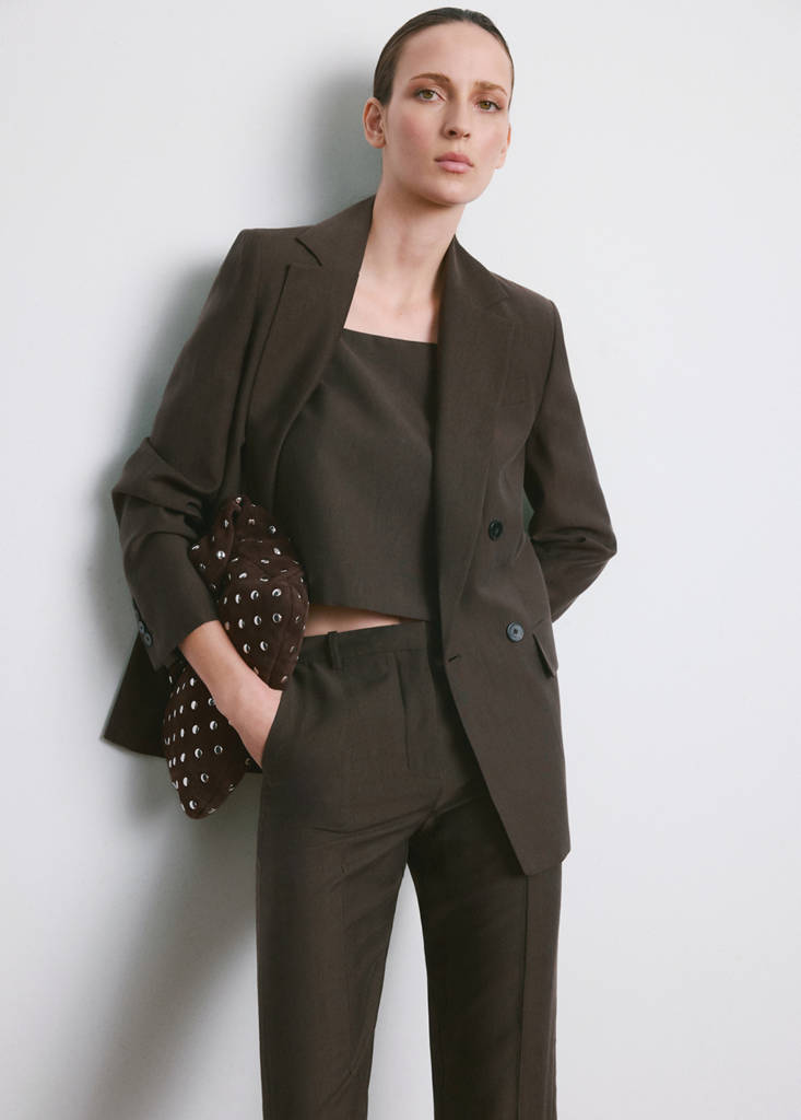 Mid-rise lyocell trousers — Chocolate