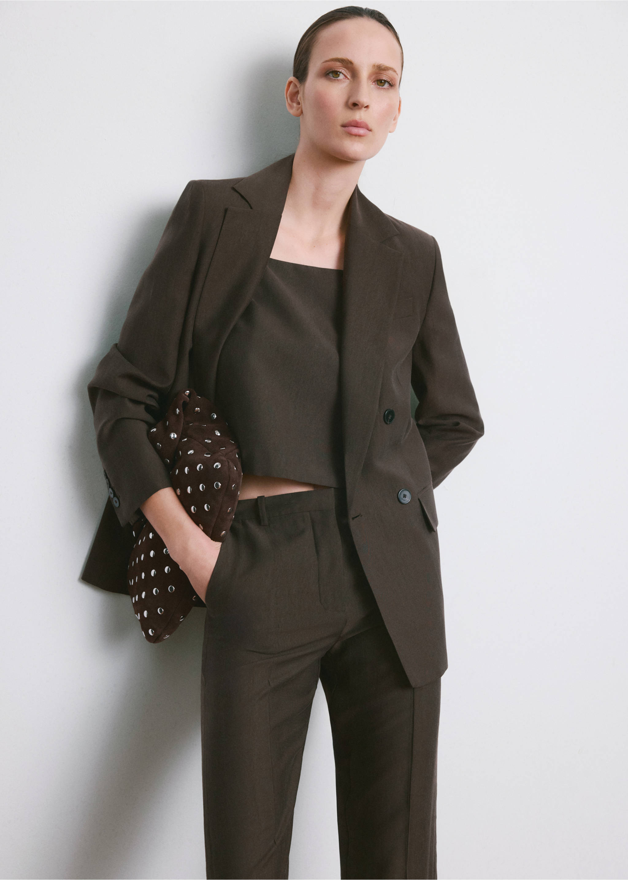 Pantalons lyocell tir mitjà - Detall de l'article 1, Xocolata. Ref: 27045833-00.