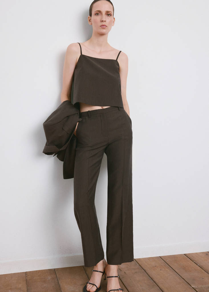 Mid-rise lyocell trousers — Chocolate