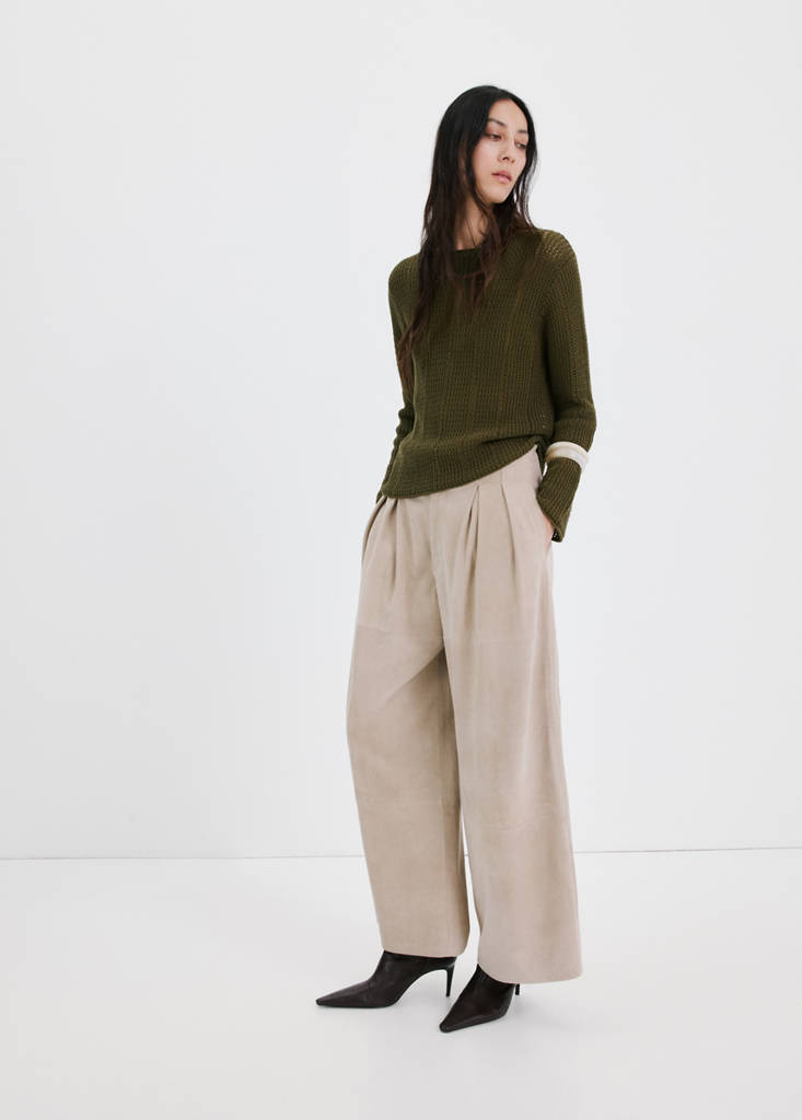 Knitted ribbed sweater — Khaki
