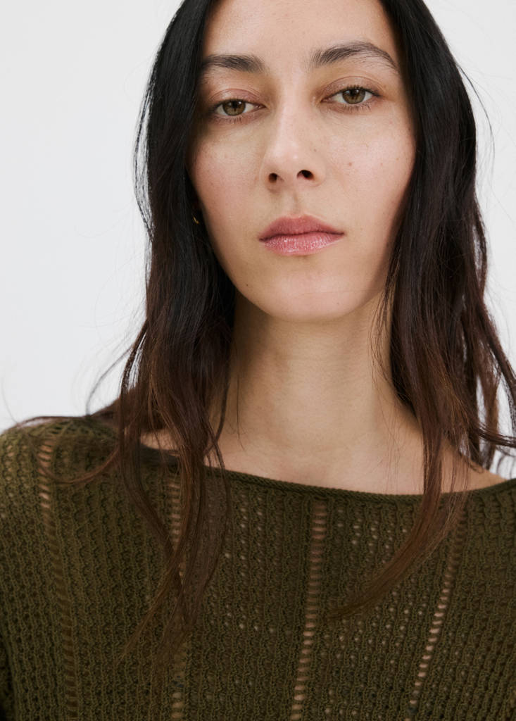 Knitted ribbed sweater — Khaki