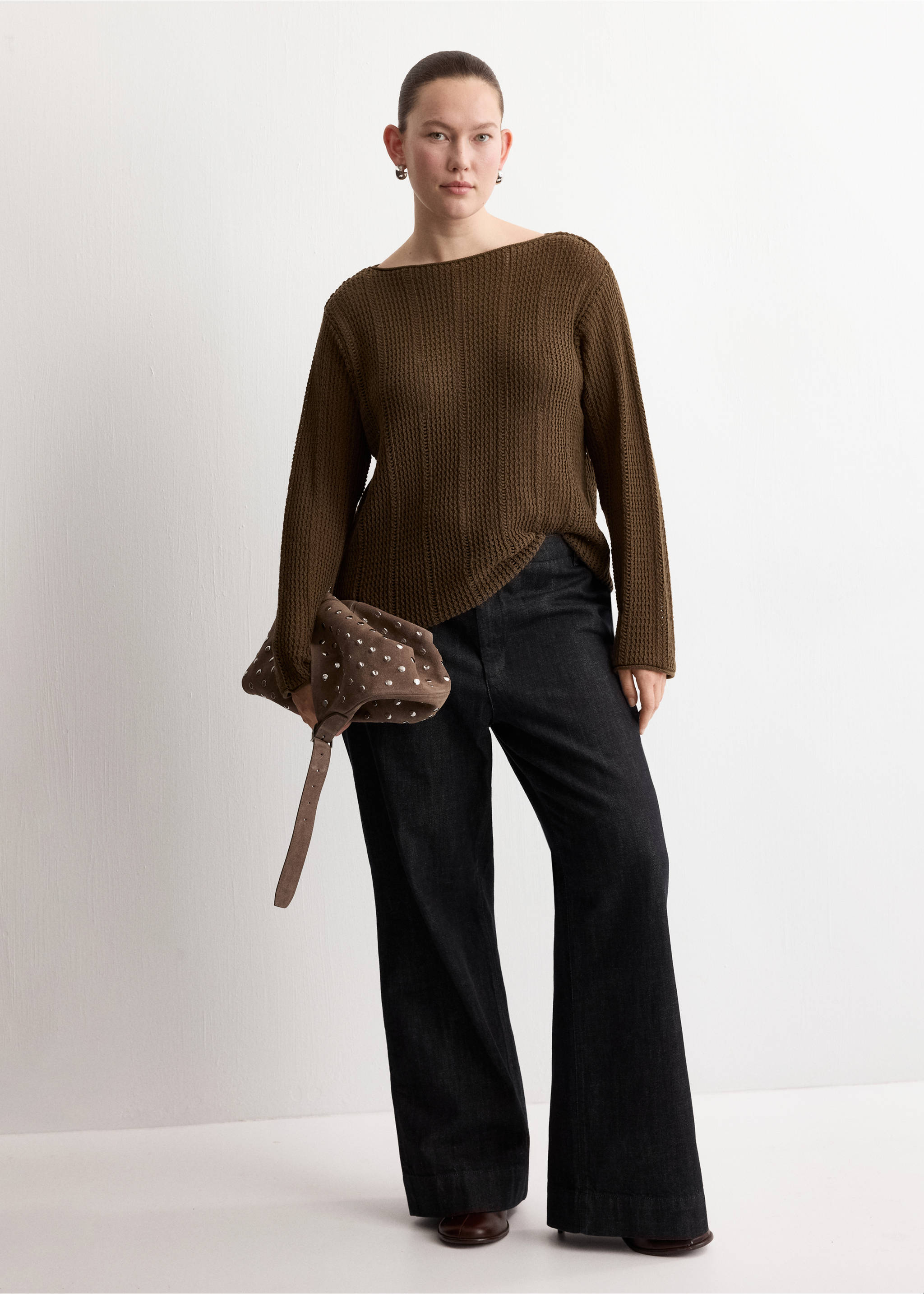 Knitted ribbed sweater - Details of the article 3, Khaki. Ref: 27045834-00.