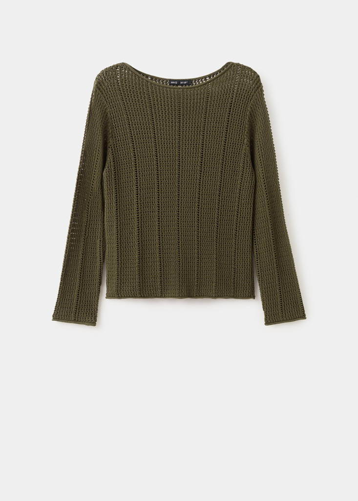 Knitted ribbed sweater — Khaki