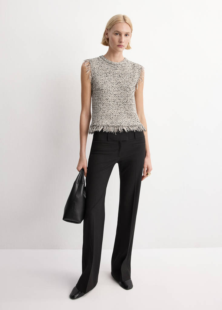 Tweed top with frayed edge finish — Black