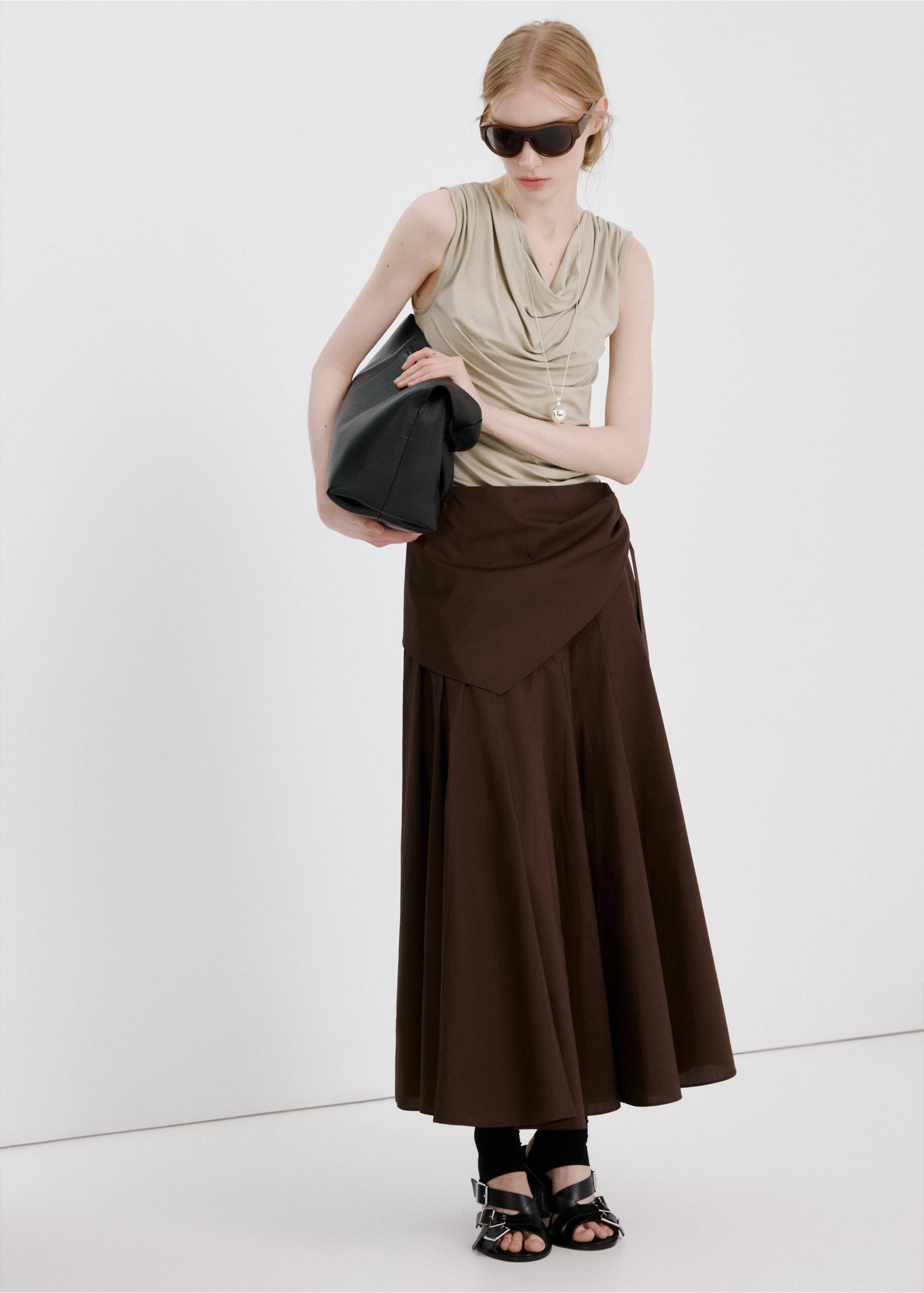 Draped fitted t-shirt - General plane, Light/Pastel Grey. Ref: 27045843-00.