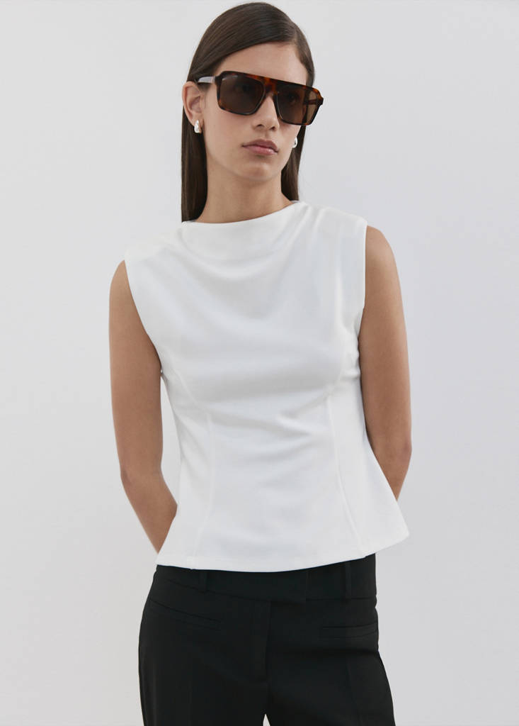 Peplum shoulder pad T-shirt — Off White