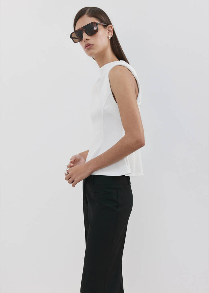 Peplum shoulder pad T-shirt — Off White