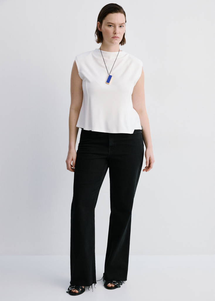 Peplum shoulder pad T-shirt — Off White