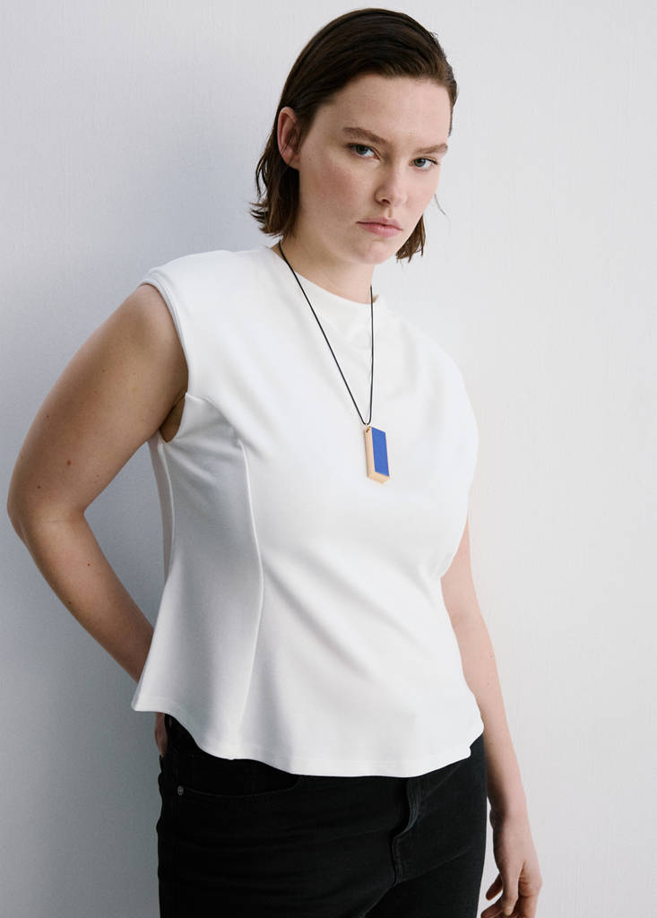 Peplum shoulder pad T-shirt — Off White