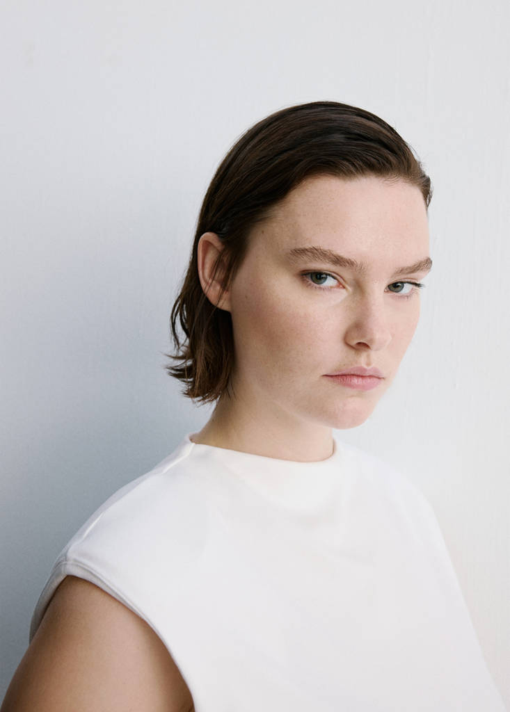 Peplum shoulder pad T-shirt — Off White
