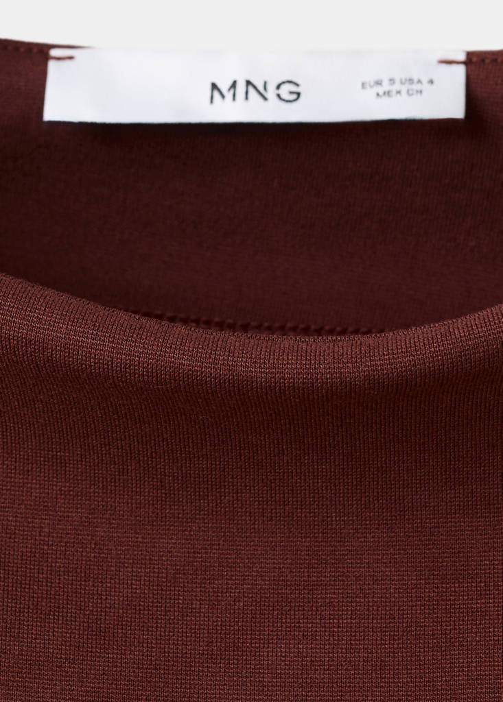 Peplum shoulder pad T-shirt — Burgundy