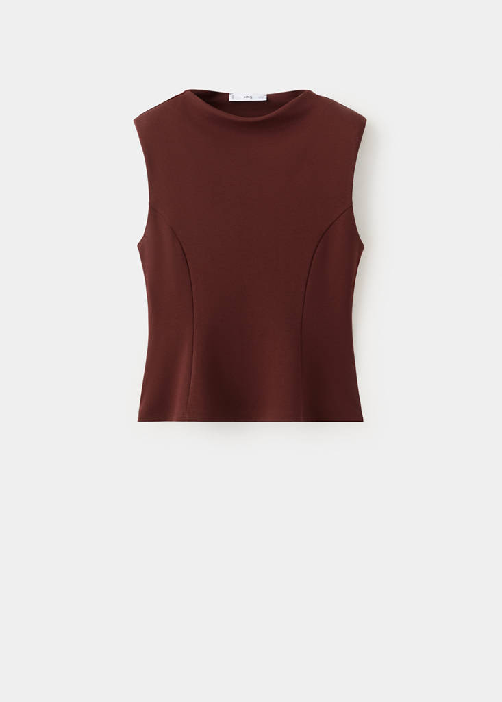 Peplum shoulder pad T-shirt — Burgundy
