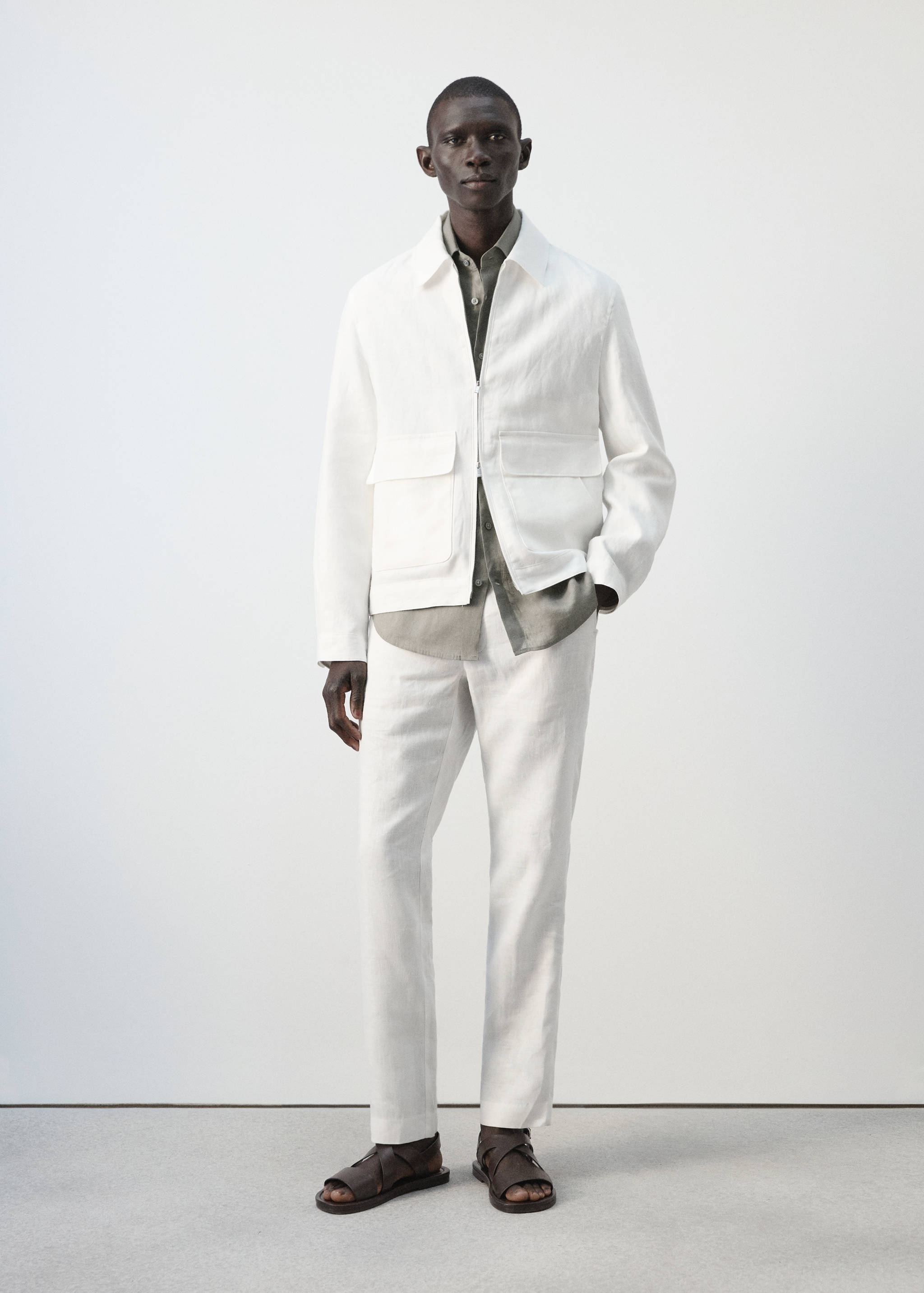 100% linen jacket with pockets - General plane