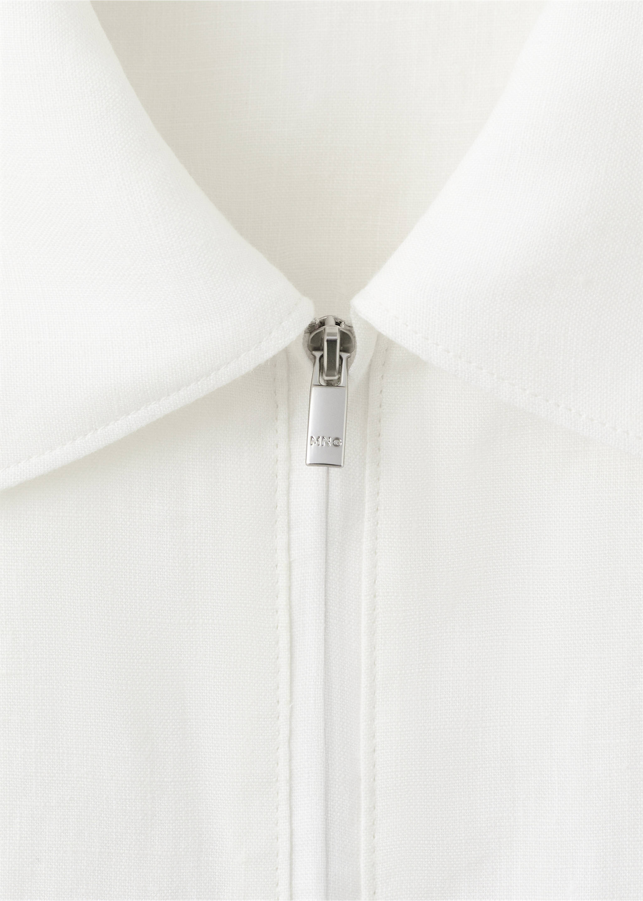 100% linen jacket with pockets - Details of the article 8, White. Ref: 27045930-00.