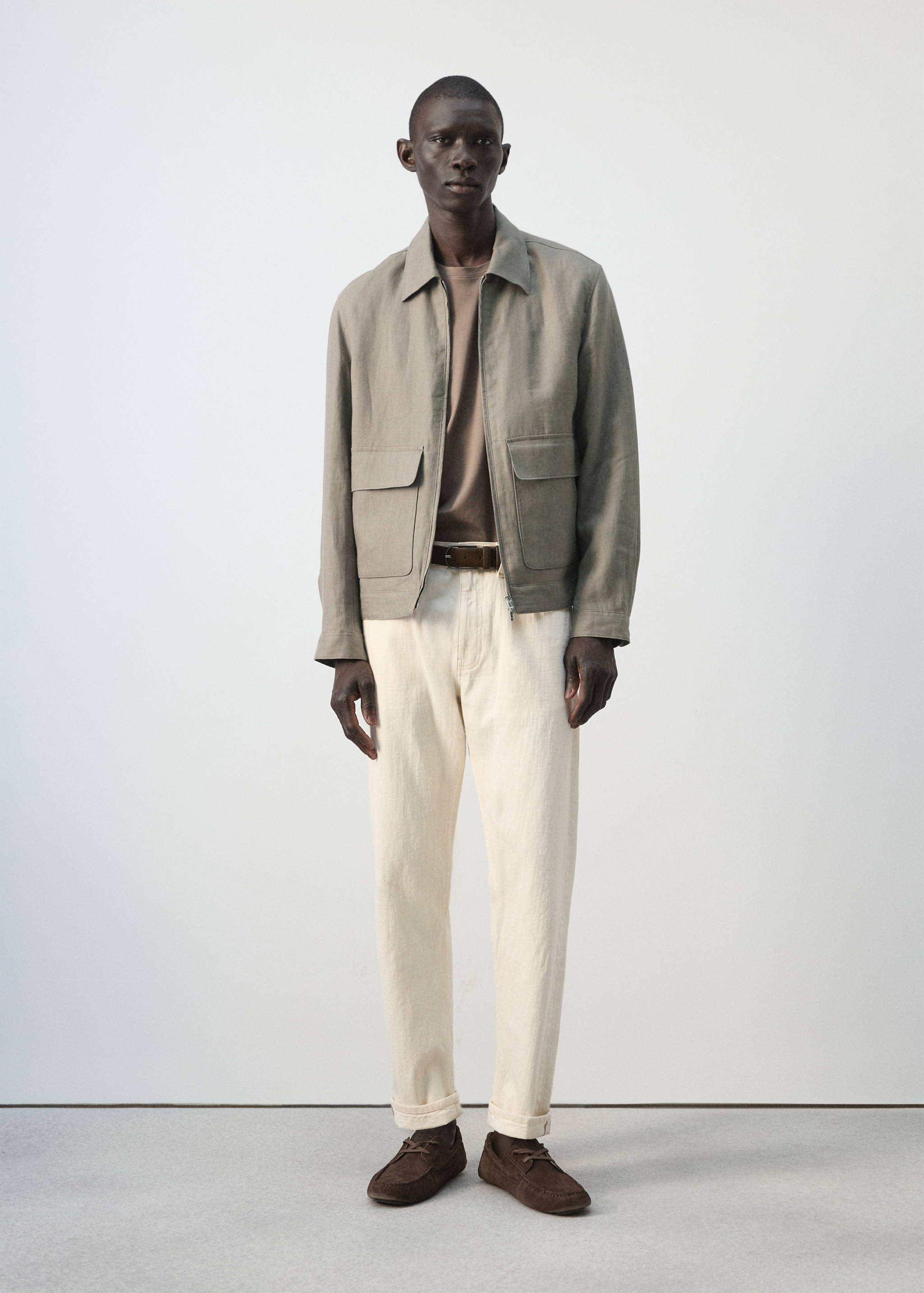 100% linen jacket with pockets - General plane