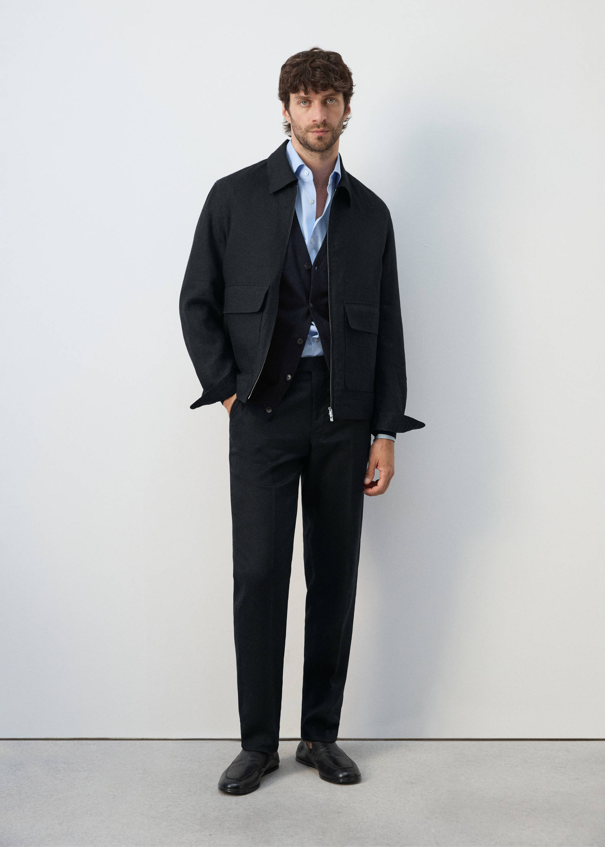 100%亚麻口袋夹克 - null