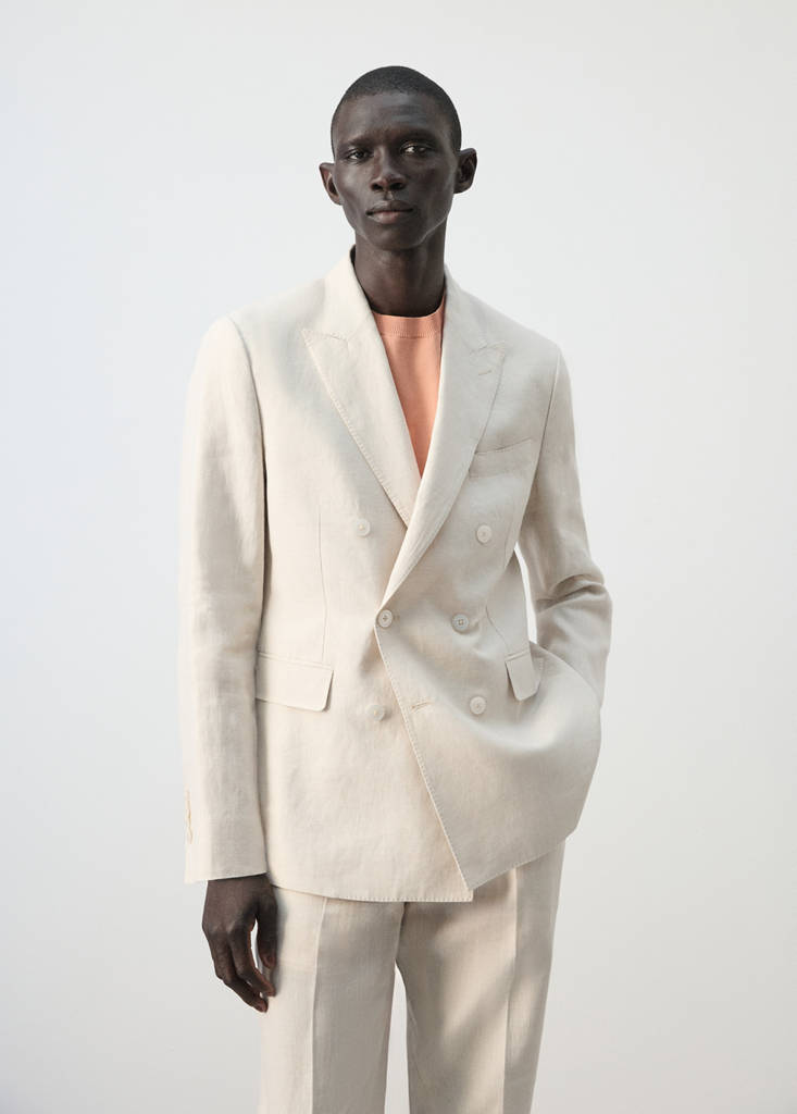 Amalfi 100% linen slim-fit double-breasted suit jacket - thumbnail 2